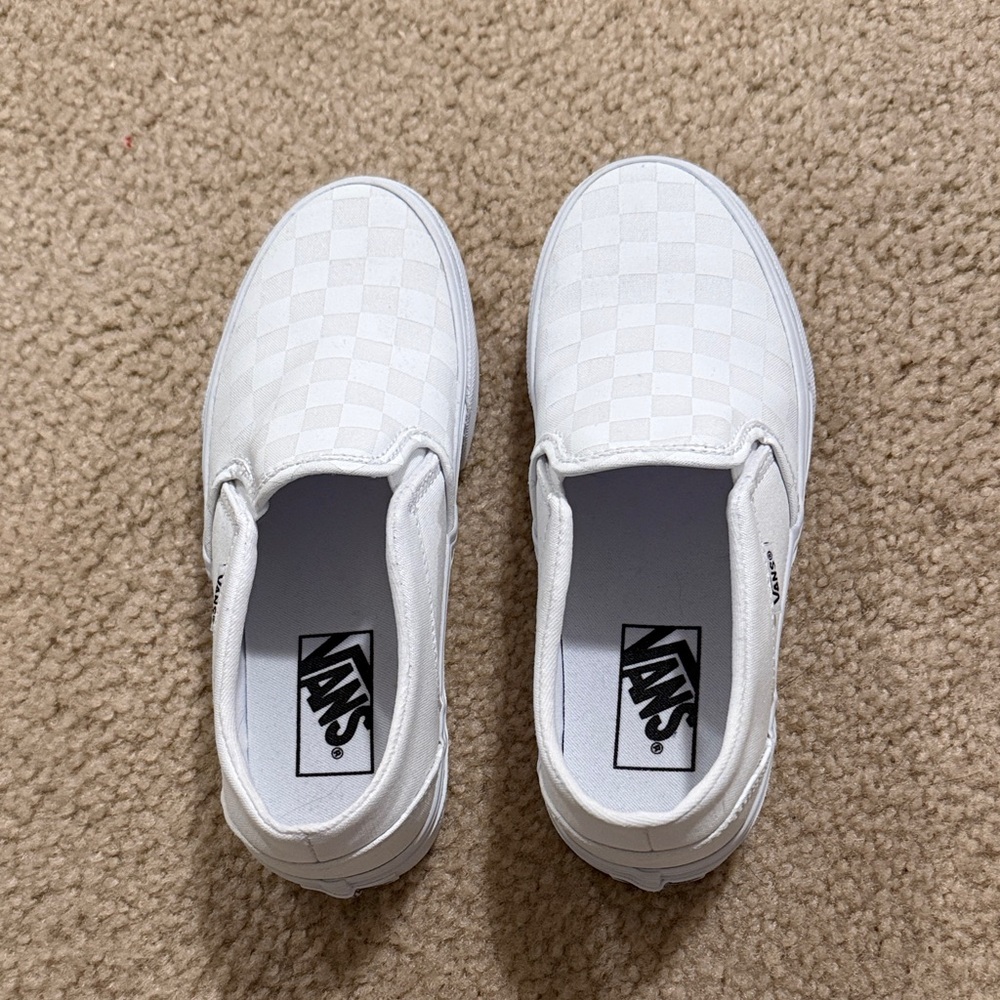 Vans White Checkered Slip-On Shoes
